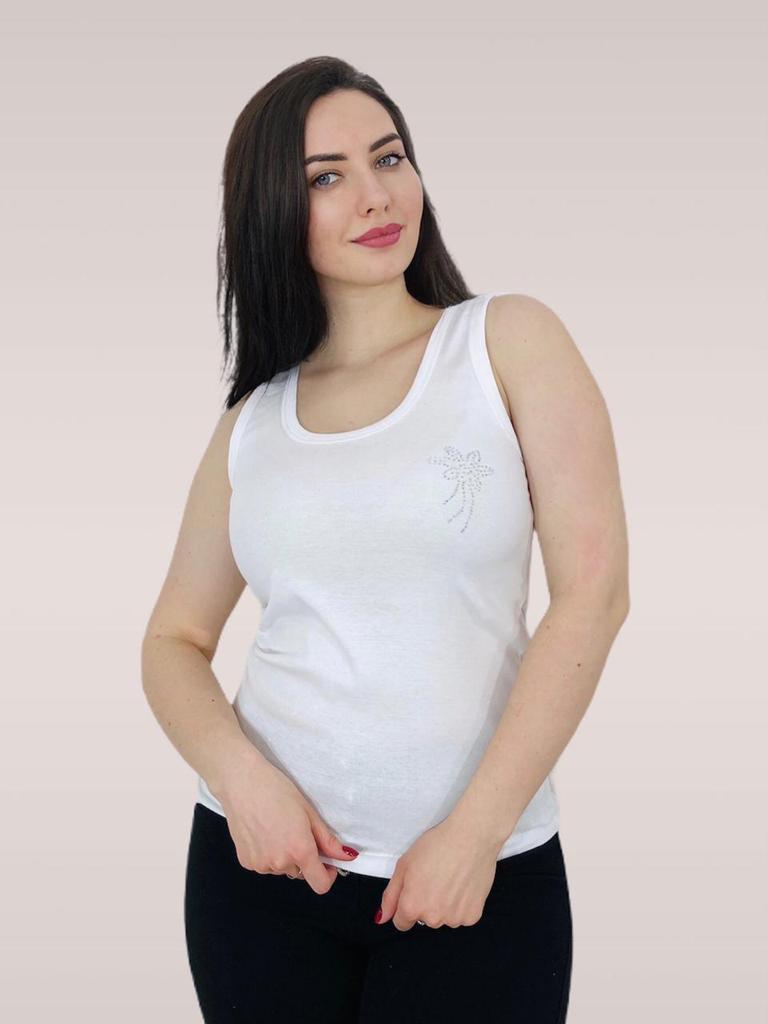 Женская Майка с камушками Размеры 48,50,52,54,56,58 Ткань (лапша)Состав 100% хлопок